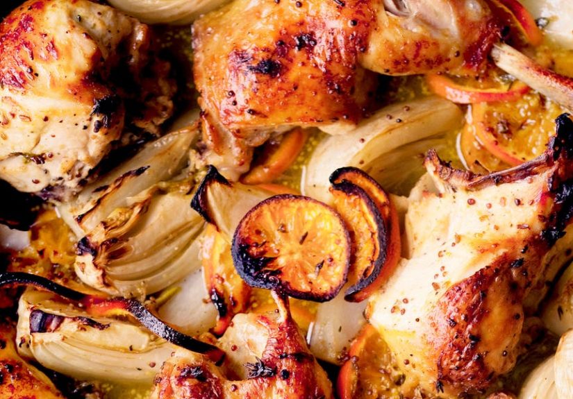 Best Roasted Chicken with Clementines and Arak Recipe - How To Make Roasted Chicken with Clementines and Arak
