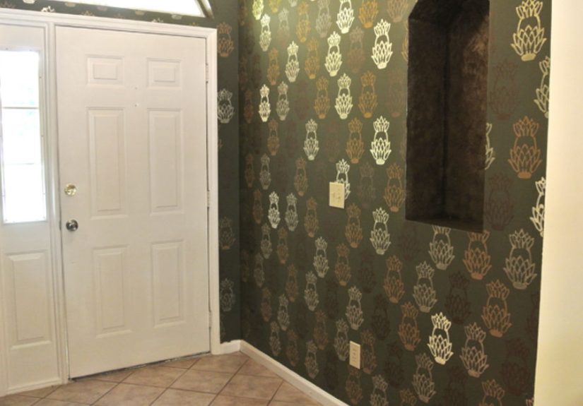 Hand Stenciled Pineapple Walls