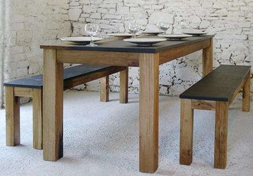 Furniture: Oak and Slate Table by Pacha Design in the UK