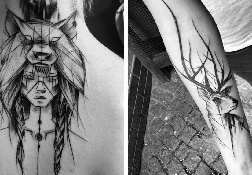 Polish Tattoo Artist Shows The Beauty Of Imperfection With Her Sketch Tattoos (101 Pics)
