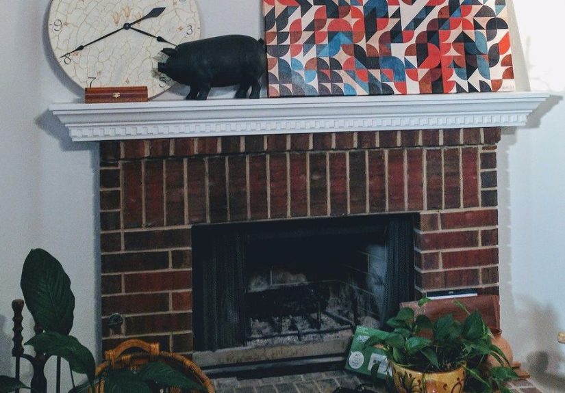 Whitewashed Fireplace