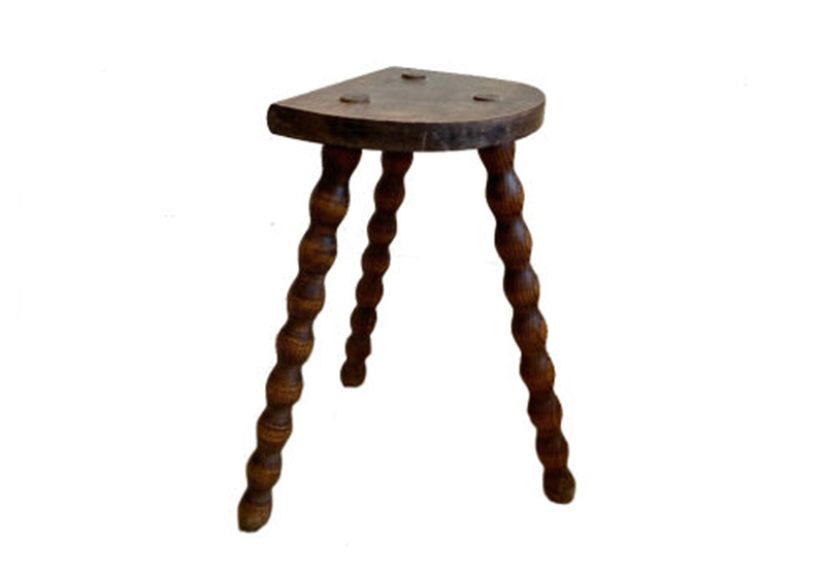Antique French Bobbin Leg Milking Stool