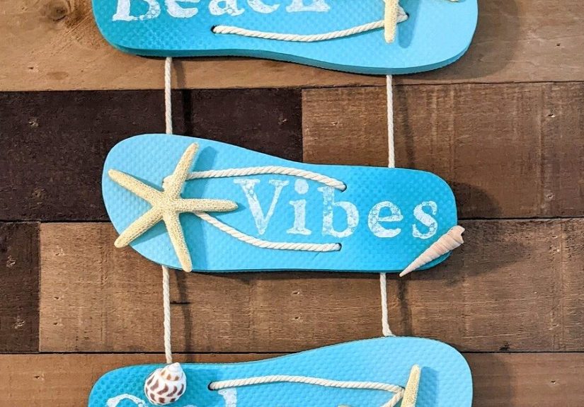 How to Make a Beachy Wall Hanging with Dollar Store Flip Flops