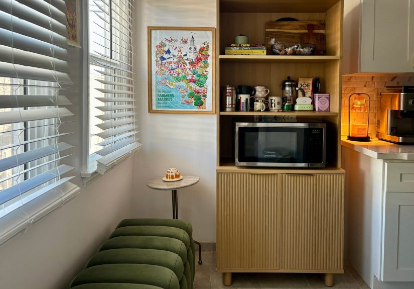 I Created a Storage-Saving Breakfast Nook Using Just a Bench and Bookcase