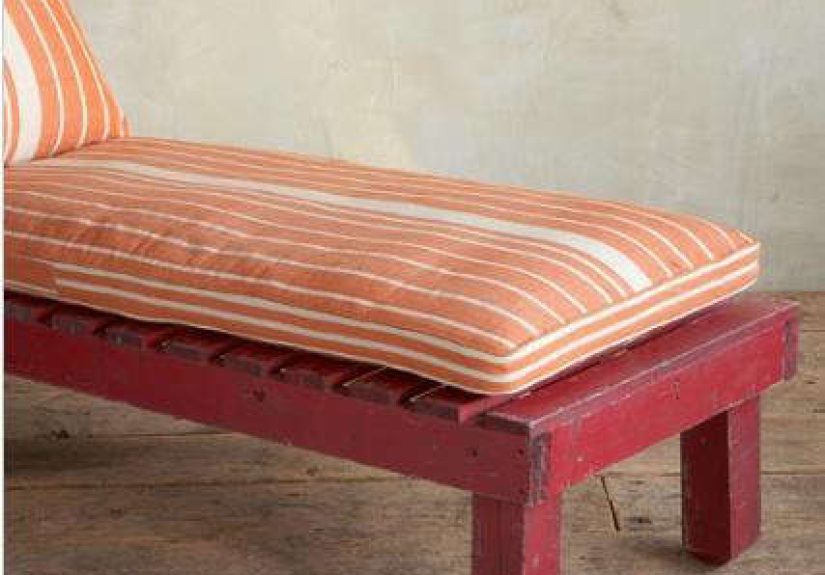 Orange Stripe Chaise Cushion