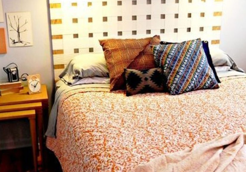 DIY Woven Headboard from Vertical Blinds!