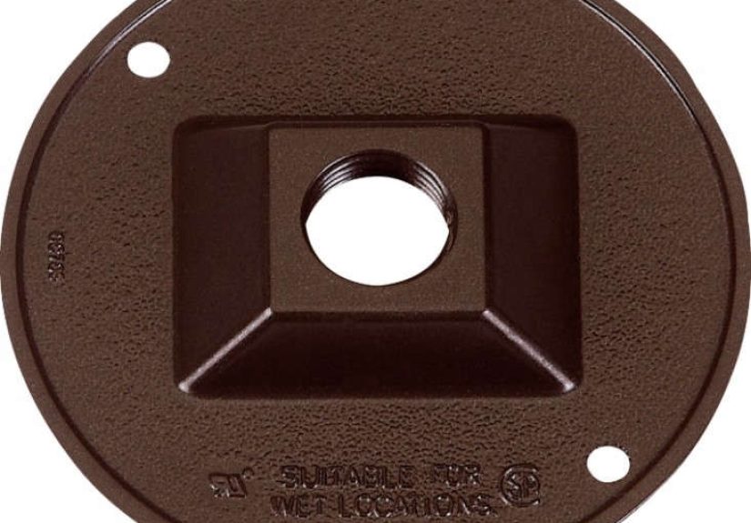 Sigma 4-1/4" Bronze Round Outlet Box Cover AL 1/2" Holes Shrinkwrap (14381BR)